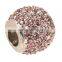 stainless steel pink crystal ball beads for wholesale