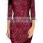 Women's Elegant Floral Lace 2/3 Sleeve Slim Evening Dress
