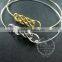 65mm diameter one end open 14K light gold,silver double infinity lover charm wiring fashion bangle bracelet 6490057