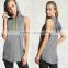 Women Hoodie Custom 100% polyester contrast drawstrings Active Dropped Armholes Oversized Sleeveless Hoodie