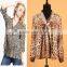 2015 Autumn Long Sleeve run-down Collar Bow Sling Leopard Printed Chiffon Blouse made in Sinkar