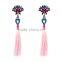 Fashion Shiny Rhinestone Colorful Long Tassel Dangle Earrings