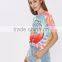 2017 Wholesale T-Shirt Tie Dye Drop Shoulder Rayon Stretchy Soft Tees Short Sleeve Printing Round Neck