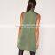 Light weight crepe sleeveless cardigan women's khaki green waistcoat