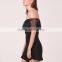 2017 OEM women sexy off-shoulder lace neckline and sleeves playsuit