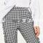 Spring Women Soft Slim Gingham Trousers