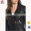 High Quality Custom Your Deisgn Women Fashion Motocycle Biker Black Short Genuine Leather Jacket Made in China