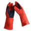 Velvet Black Welding Work Gloves Double Layered Heat Resistant Lined Leather Gloves