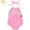 Adorable Toddler Pink Boho Halter Playsuit Bubble Clothing Ruffle Baby Clothes Romper