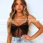 Women's Sleeveless Scoop Neck Strappy Backless Vintage Bodysuit