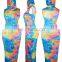 Summer Women Tie Dye Sleeveless Dress With Face Cover Girls Sexy Summer Tie Dye Long Dress Maxi Dress with face