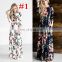 10colors long short sleeve women beach dress colorful stock Floral Long Maxi Women Dress Hot sale products