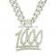 New Men's Hip-hop Cuban Chain Necklace Accessories Men's Full Diamond Digital 1000 Pendant only pendant