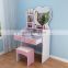 Mdf Home Wooden Dresser With Mirror Stool And Drawers