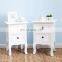 Pair of Wood Chic Bedside Table 2-Drawers Cabinet Nightstand - White
