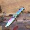 Blue peptide Handle Outdoor Survival Rescue Stainless Steel Folding Pocket Knife with Seatbelt Cutter
