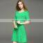 hot new arrival desgin for women kint hollow pattern round neck dress with half sleeves design