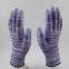 purple and white polyester knitted pu palm coated anti-static safety work gloves