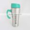 Double wall coffee stainless steel travel mug with handle