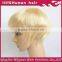 Short silky straight wave thin skin European remy hair blonde toupee