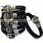 Black Leather Braided Wristband Tibetan Silver Clasp Men Punk Skull Bracelet