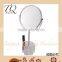 Free standing acrylic cosmetic mirror with small holder