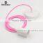 Iron Light Cord Set with Pink Round Wire and White Ceiling Rose with Lampholder