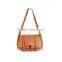Unisex brown messenger bag shoulder bag with half snap and snap pocket belt decoration