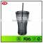 bpa free promotional single wall 16oz plastic tumbler with straw