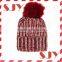 Women's Faux Fur Pom Pom Fleece Lined Knitted Slouchy Beanie Hat