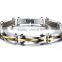 Factory Derectly Selling, Men's Bracelet Titanium Steel Jewelry Silver inlaid Gold Color