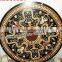 Black Pietra Dura Marble Inlay Round Table Top, Black Dinning Table top