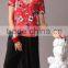 Pretty Steps 2016 high quality flower printed round collar blouse short sleeve red blouse for women