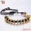 Fashion gold plated zircon stoppers macrame bracelet braided rope, 18k gold jewellery wholesale charm bracelet