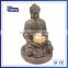 Outdoor Decoration Solar Powered Buddha shaped polyresin garden light with 1Led light