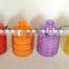 Round glass candle jar with lid and lifting handle