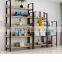 Display Wooden Side Steel Bookshelf,Household Steel - wood combination bookcase