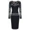 Fashion Women's Lace Evening Sexy Party Long Sleeve Mini Cocktail Dress