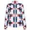 New ladies' fashion long sleeves allover print high quality and direct manufacture ladies basic blouse