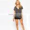 Girls deep grey v neck vintage washed t shirts, short sleeve vintage washed t shirts