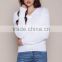 MGOO New Arrival Women V Neck Sweaters Split Long Sleeves Knitted Fast Fashion Tops Plain White Sweaters