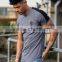 95% Polyester 5% Elastane Mens Longline Fitted T Shirt Raglan Short Sleeve Curved Hem Retro T-Shirt OEM Gym T Shirt Streetwear
