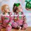 wholesale christmas pajamas custom name embroidered santa red and white stripe baby girl or boy personalized christmas pajamas
