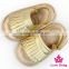 Korean Style Summer Infant Unisex Plain Golden Tassel Buckle Baby Prewalker Barefoot Different Sandals Toddler Shoes