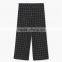 Attractive Glitzy Cropped Cutting Side Zip Cotton Womens Checkered Pants