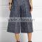 Lady wide-leg high waist boucle culottes pants trousers