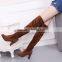 B22416A Plus sizes women boots Europe Knee Boots lace-up nubuck leather heels boots