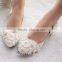 White bow-tie bridesmaid shoes pearl handmade flower wedding dress dress ladies' shoes WS013