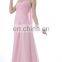 EB2227 A-Line Scoop Halter Top Ruched Chiffon Evening Dress