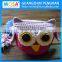 Crochet Animal Stuffed Toy Baby Shower Gift OWL Knit Doll Blue Brown With White Big Eyes